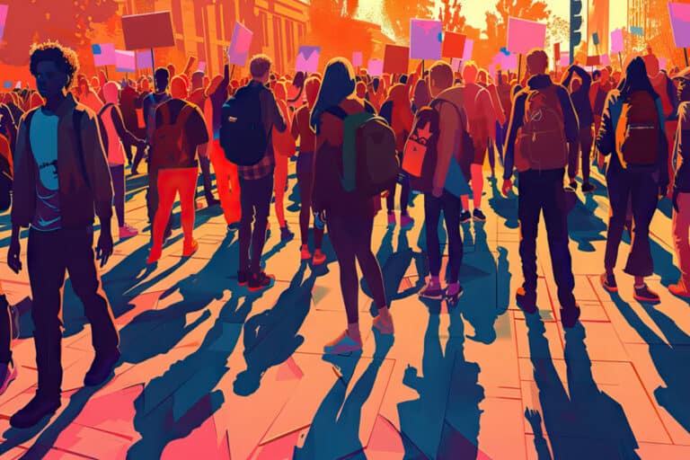 Antisemitism on College Campus Protest graphic illustration