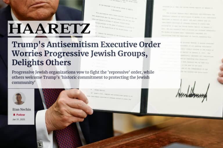 HAARETZ Trump's Antisemitism Executive Order Worries Progressive Jewish Groups, Delights Others Progressive Jewish organizations vow to fight the 'repressive' order