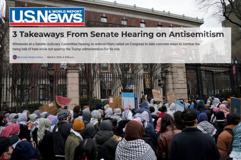 USNEWS 3 Takeaways From Senate Hearing on Antisemitism Witnesses at a Senate Judiciary Committee hearing on antisemitism called on Congress to take concrete steps to combat the rising tide of hat