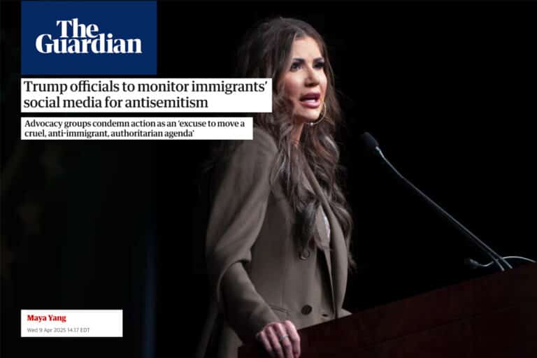 The Guardian Trump officials to monitor immigrants social media for antisemitism Advocacy groups condemn action as an ‘excuse to move a cruel, anti-immigrant, authoritarian agenda