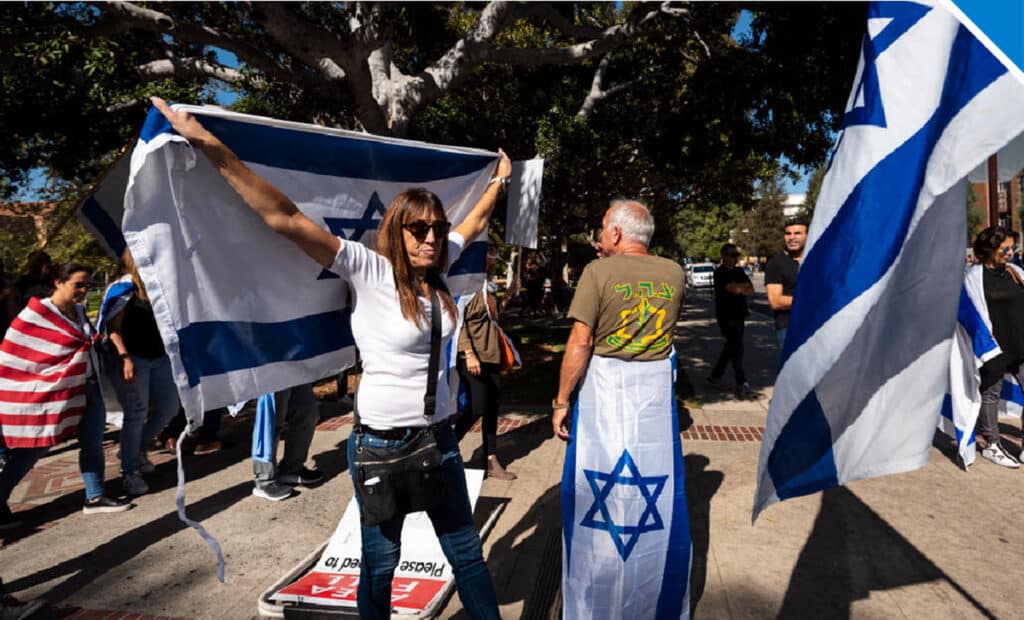 Students at a Queens, New York, high school protested a Jewish teacher they allege attended a pro-Israel rally, call for her firing - Photo by Ronen Tivony - NurPhoto via Getty Images